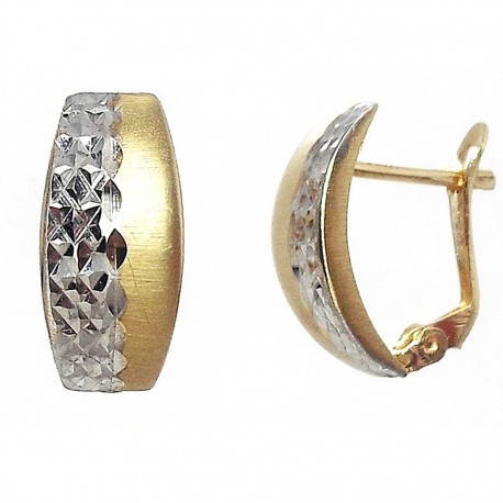Pendiente oro 18k bicolor tallado palillo catalán [4928]