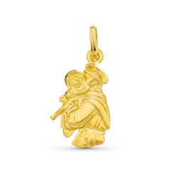 Colgante medalla oro 18k San Antonio de Padua 20 mm. con niño silueta