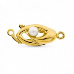 Fornitura oro 18k mujer broche collar para 1 vuelta perla centro combinada liso calado