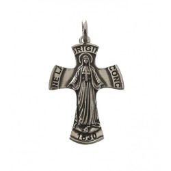 Cruz colgante plata Ley 925m Virgen de la Milagrosa 41mm. Inscripciones esquinas
