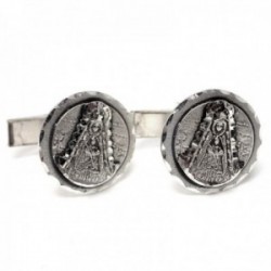 Virgen del Rocío plata Ley 925m gemelos redondos 21 mm. macizos detalles bordes